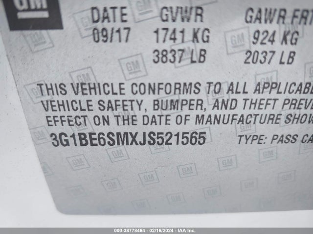 Chevrolet Cruze Lt Auto 2018 3G1BE6SMXJS521565 Image 9