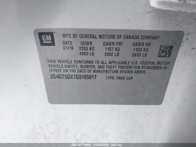 2G4GT5GX7G9165917 Buick Regal Turbo Premium Ii