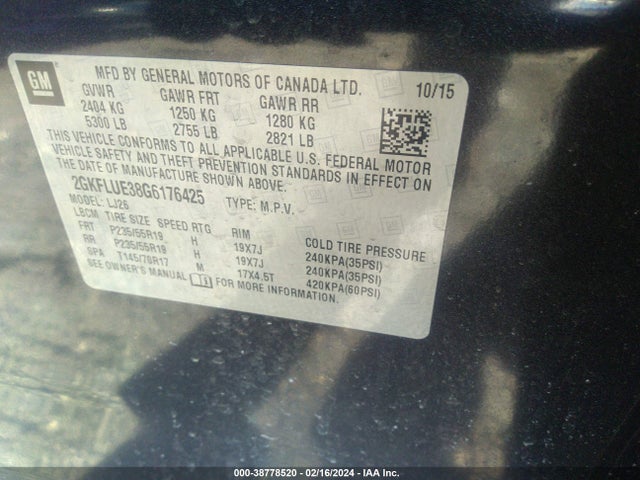 GMC Terrain Slt 2016 2GKFLUE38G6176425 Image 9