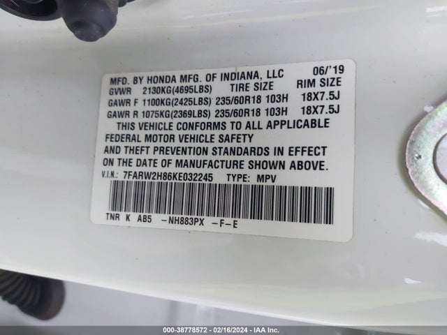Honda Cr-v Ex-l 2019 7FARW2H86KE032245 Image 9