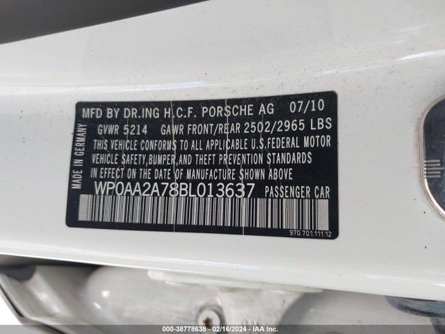 2011 PORSCHE PANAMERA WP0AA2A78BL013637 Photo 8