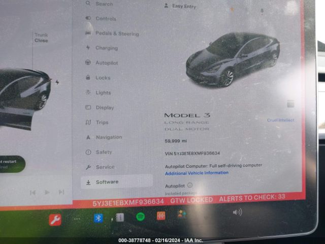 5YJ3E1EBXMF936634 Tesla Model 3 Long Range Dual Motor All-wheel Drive