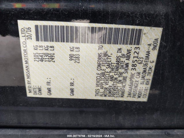 Nissan Maxima 3.5 S 2017 1N4AA6AP9HC385123 Image 9