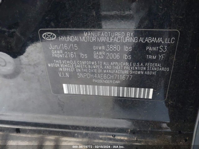 Hyundai ELANTRA SE 2016 5NPDH4AE6GH711677 Image 9