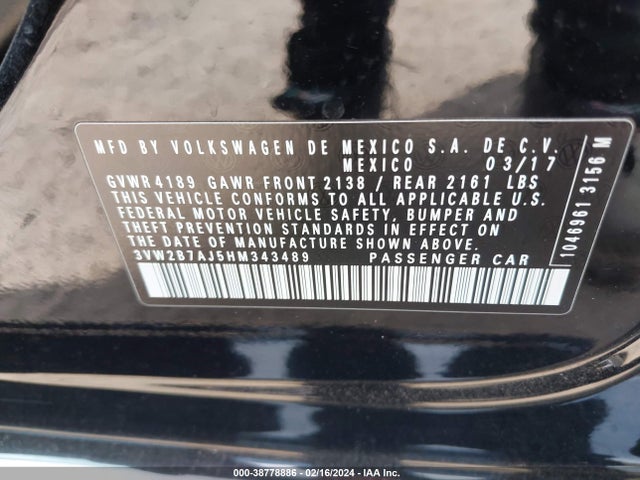 3VW2B7AJ5HM343489 Volkswagen Jetta 1.4t S