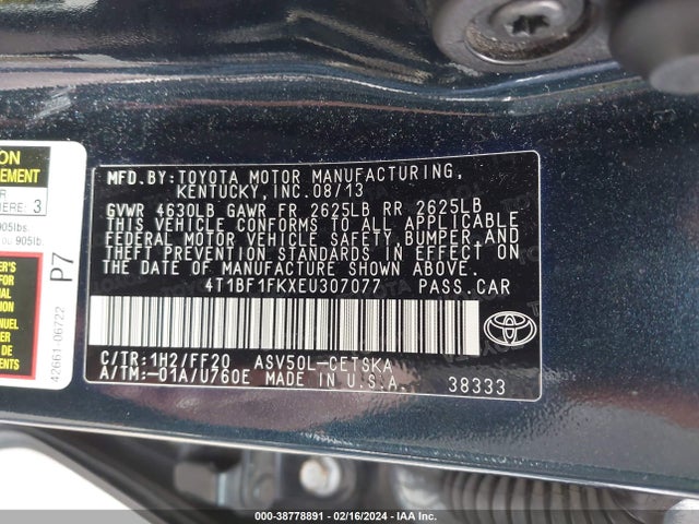Toyota CAMRY SE 2014 4T1BF1FKXEU307077 Image 9