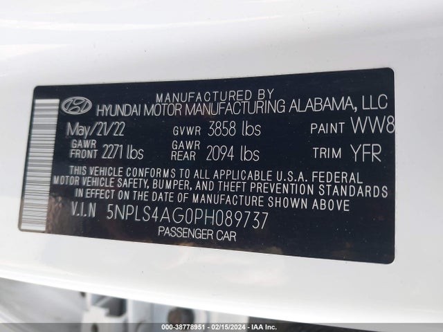 Hyundai ELANTRA SEL 2023 5NPLS4AG0PH089737 Image 9