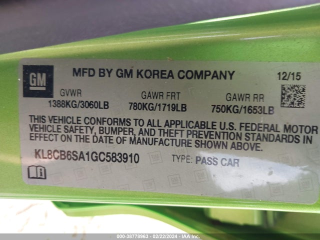 Chevrolet Spark Ls Cvt 2016 KL8CB6SA1GC583910 Image 9