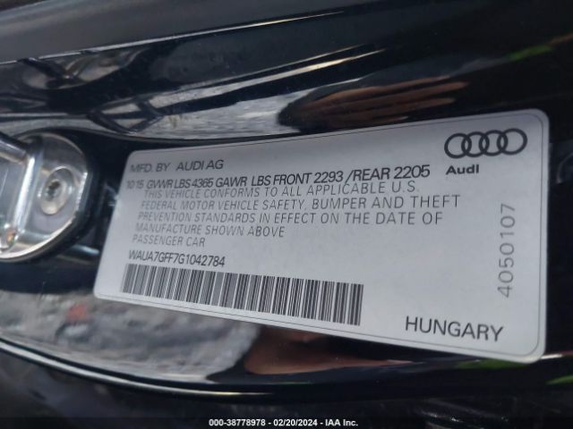 WAUA7GFF7G1042784 Audi A3 1.8t Premium