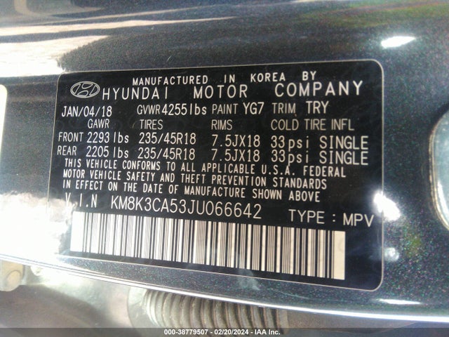 Hyundai Kona Limited 2018 KM8K3CA53JU066642 Image 9