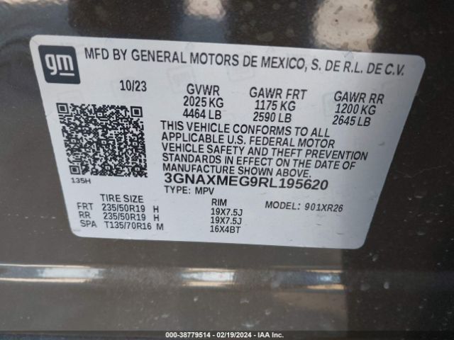 3GNAXMEG9RL195620 Chevrolet Equinox Fwd Rs