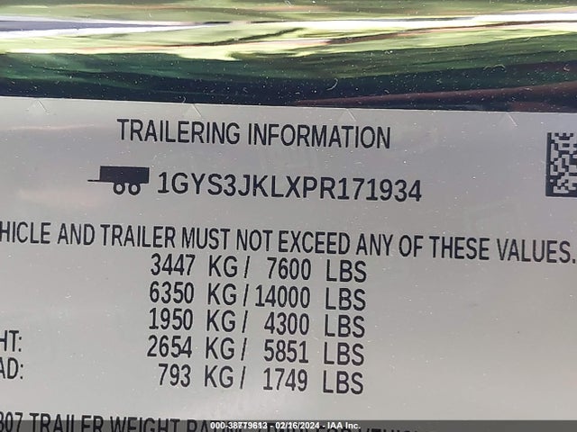 1GYS3JKLXPR171934 Cadillac Escalade Esv 2wd Luxury