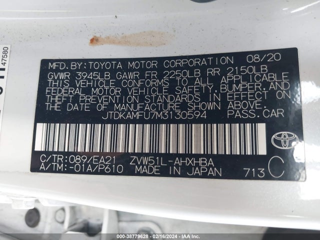 JTDKAMFU7M3130594 Toyota Prius Limited