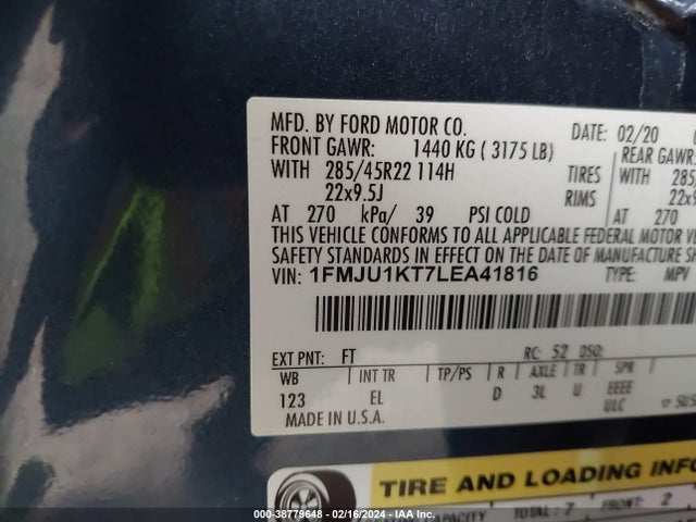 Ford Expedition Limited 2020 1FMJU1KT7LEA41816 Image 9