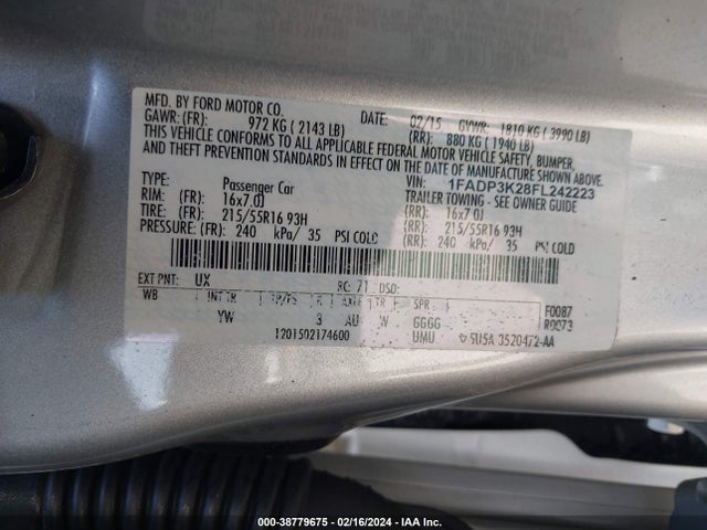 Ford FOCUS SE 2015 1FADP3K28FL242223 Image 9
