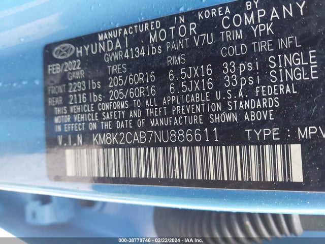 Hyundai Kona Se 2022 KM8K2CAB7NU886611 Image 9
