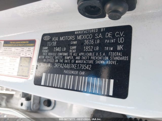 3KPA24AB7KE179542 KIA RIO S