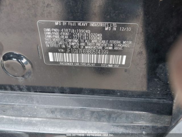 2011 SUBARU IMPREZA JF1GV7E69BG514399 Photo 8