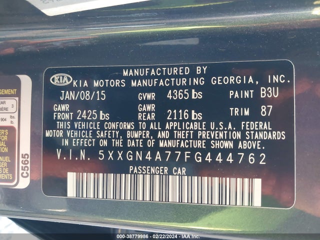 KIA OPTIMA EX 2015 5XXGN4A77FG444762 Image 9
