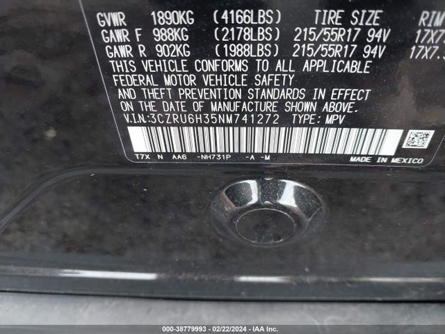 Honda Hr-v Awd Lx 2022 3CZRU6H35NM741272 Image 9