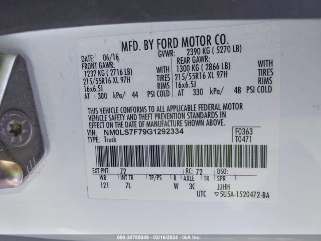 Ford Transit Connect Xlt 2016 NM0LS7F79G1292334 Image 9