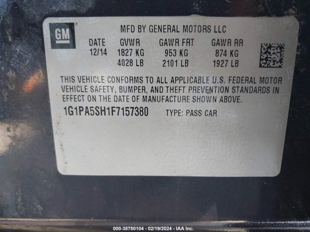 Chevrolet Cruze Ls Auto 2015 1G1PA5SH1F7157380 Image 9