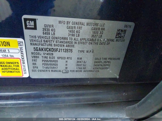 5GAKVCKD9FJ112876 Buick Enclave Premium