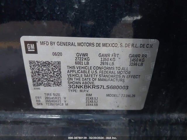 Chevrolet Blazer Awd Rs 2020 3GNKBKRS7LS680003 Image 9