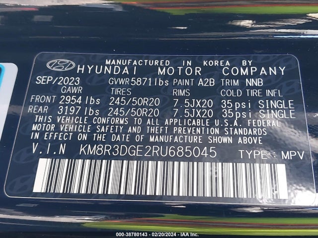 Hyundai Palisade Xrt 2024 KM8R3DGE2RU685045 Image 9