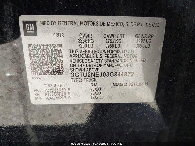 GMC Sierra 1500 Slt 2018 3GTU2NEJ0JG344872 Image 9