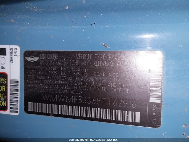 2008 MINI COOPER WMWMF33568TT62916 Photo 8