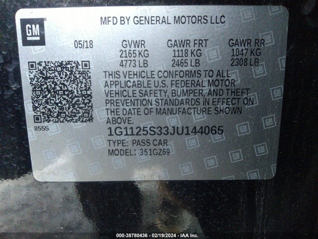 Chevrolet IMPALA 2LZ 2018 1G1125S33JU144065 Image 9