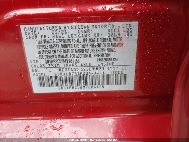 Nissan Sentra Sv Xtronic Cvt 2021 3N1AB8CV8MY281158 Image 9