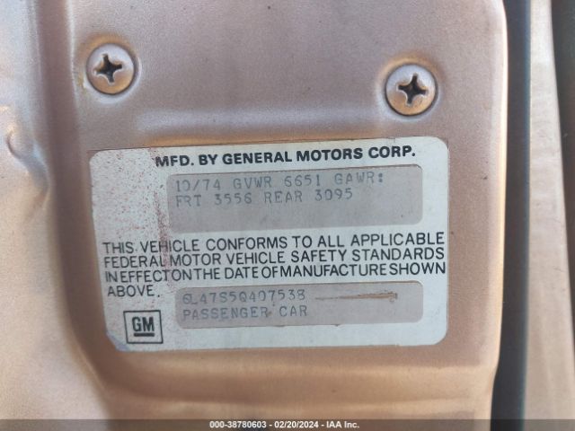 1975 CADI ELDORADO HARDTOP 6L47S5Q407538     Photo 8