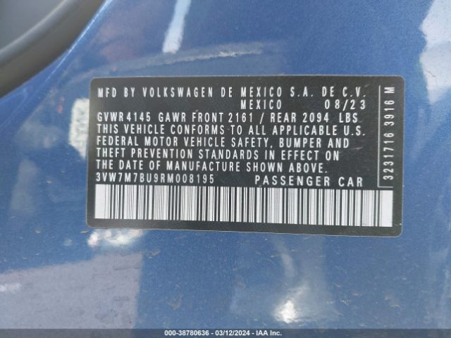 3VW7M7BU9RM008195 Volkswagen Jetta 1.5t Se