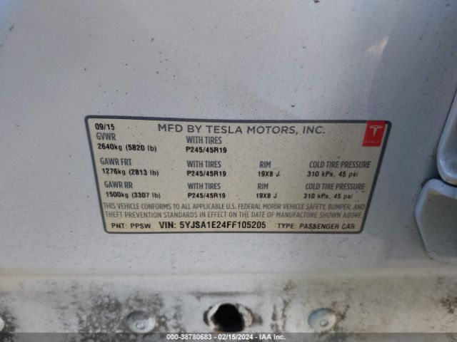 5YJSA1E24FF10520 Tesla MODEL S