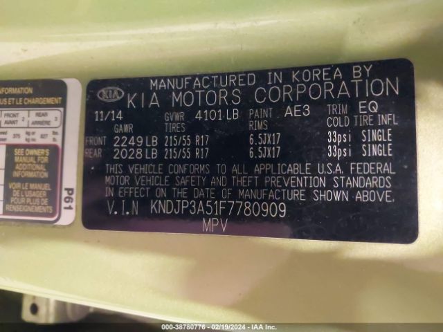 KNDJP3A51F7780909 KIA SOUL +