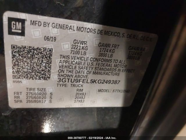3GTU9FEL5KG249387 GMC Sierra 1500 Denali