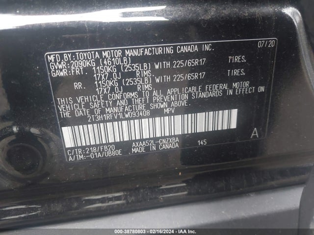 Toyota RAV4 LE 2020 2T3H1RFV1LW093408 Image 9