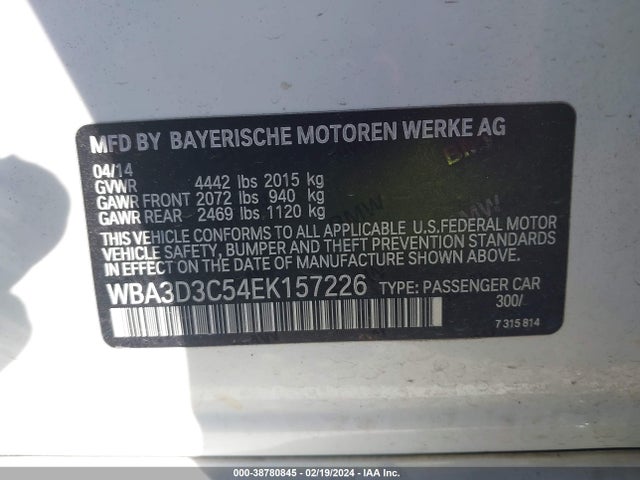 BMW 328D 2014 WBA3D3C54EK157226 Image 9