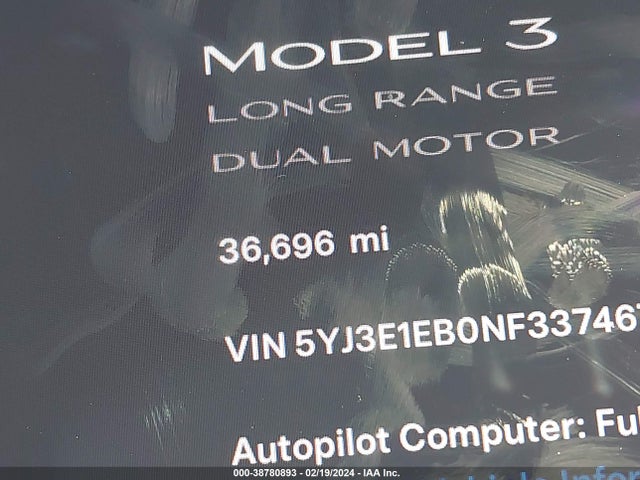 Tesla Model 3 Long Range Dual Motor All-wheel Drive 2022 5YJ3E1EB0NF337467 Image 16