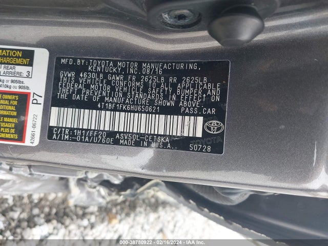 Toyota CAMRY SE 2017 4T1BF1FK6HU650621 Image 9