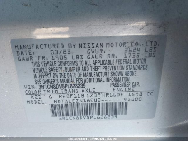 3N1CN8DV5PL828239 Nissan Versa 1.6 S Xtronic Cvt