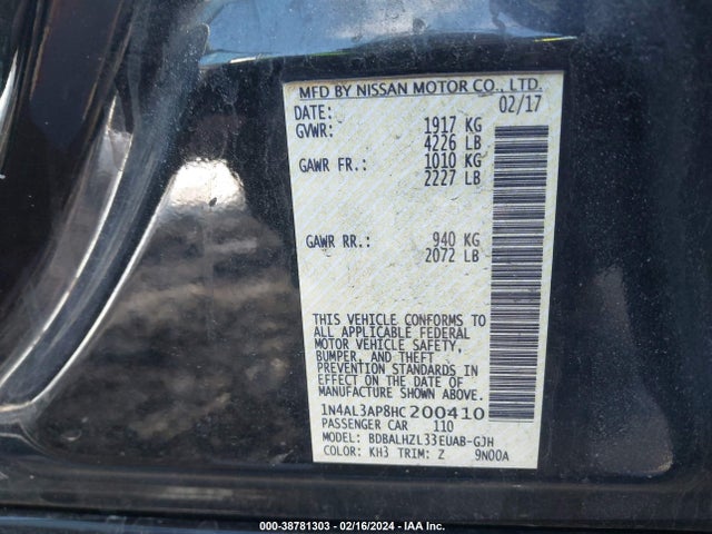 Nissan Altima 2.5 Sr 2017 1N4AL3AP8HC200410 Image 9