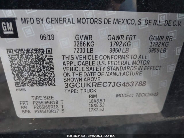 Chevrolet Silverado 1500 2lt 2018 3GCUKREC7JG453788 Image 9