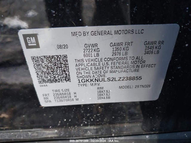 GMC Acadia Awd Slt 2020 1GKKNULS2LZ238855 Image 9