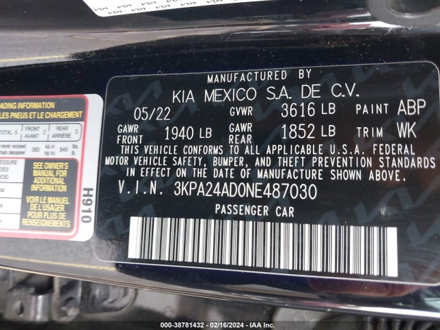 KIA RIO LX 2022 3KPA24AD0NE487030 Image 9