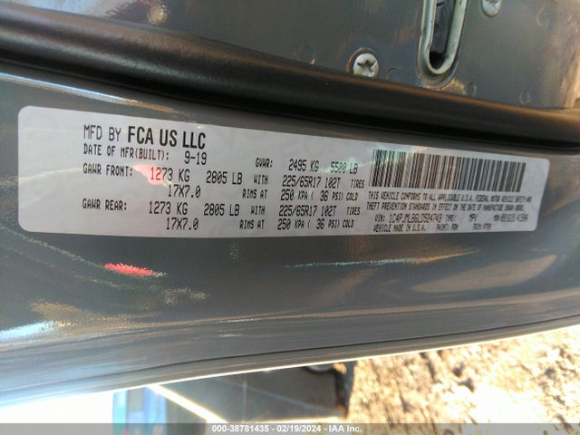 2020 JEEP CHEROKEE LATITUDE PLUS 4X4 VIN: 1C4PJMLB6LD524749