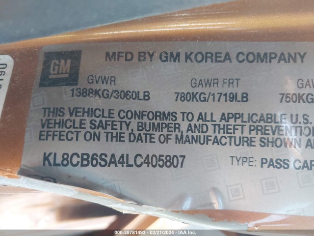 Chevrolet Spark Fwd Ls Automatic 2020 KL8CB6SA4LC405807 Image 9