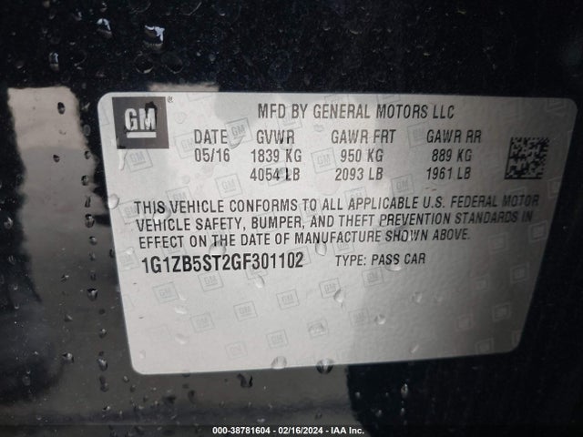 Chevrolet MALIBU LS 2016 1G1ZB5ST2GF301102 Image 9